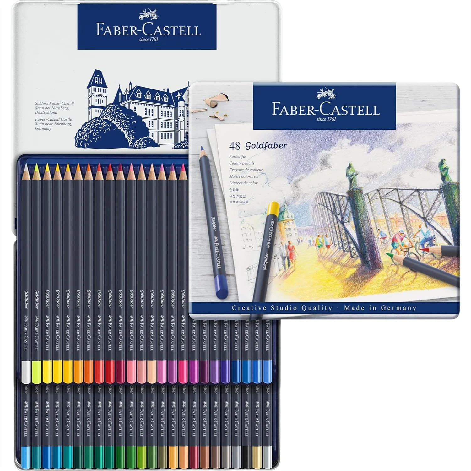 

48 Colored Pencils In Reusable Tin For Drawing And Sketching With Soft Vibrant Colors And Break Resistant Leads