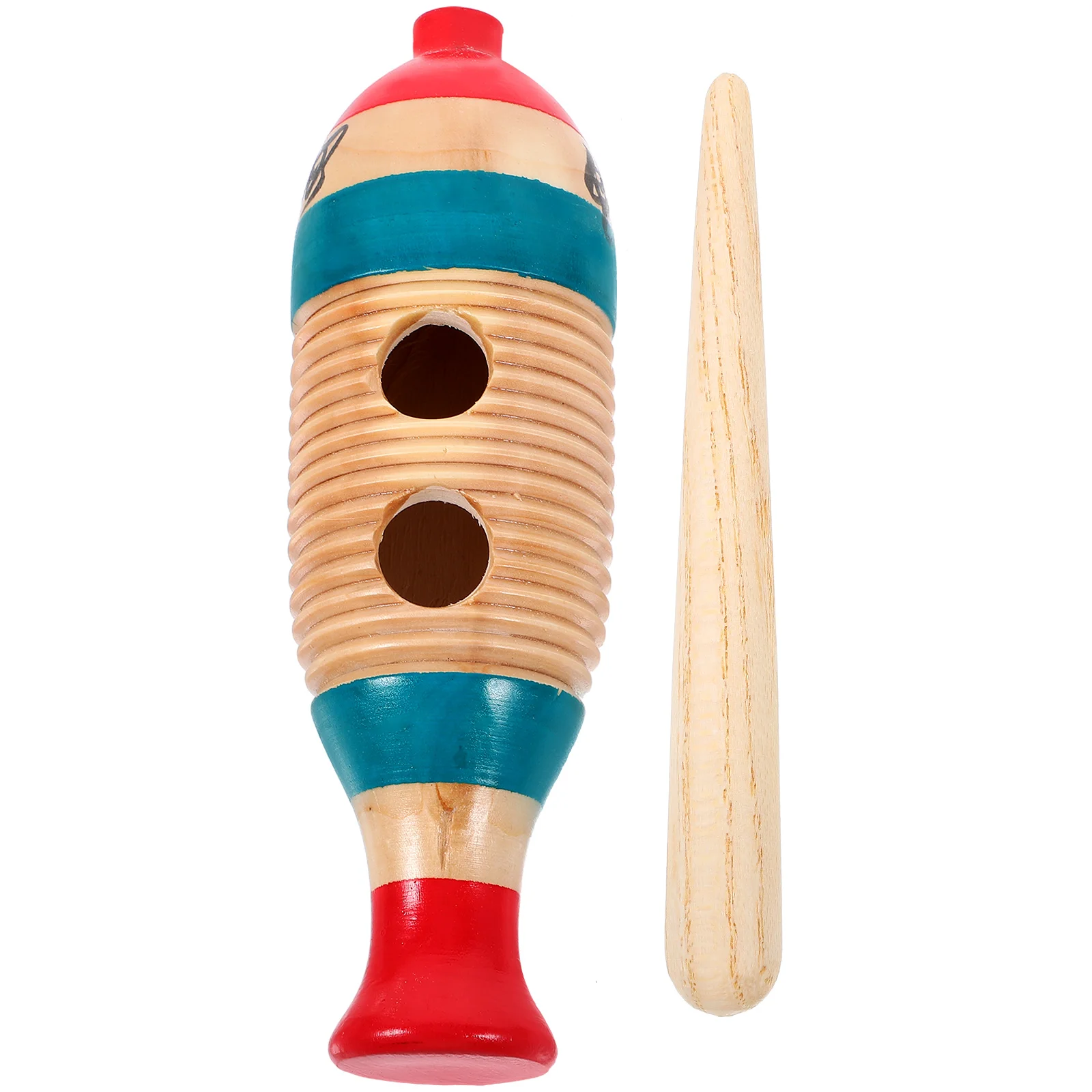 

2 set Fish Frog Croaking Barrel Wooden Guiro Musical Instruments for Children Beginner Percussion Toys Safe Material