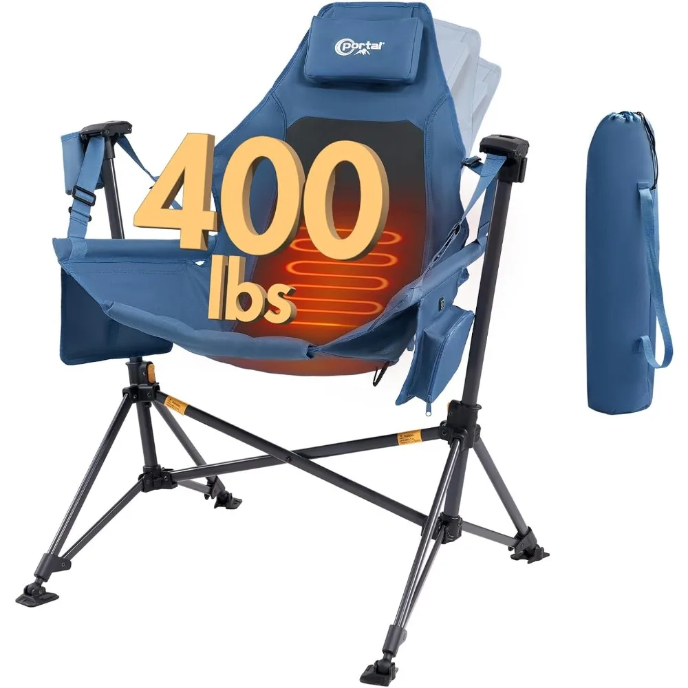 كرسي هزاز محمول ساخن للاستخدام الخارجي: مقعد متأرجح مريح وقابل للتعديل للبالغين