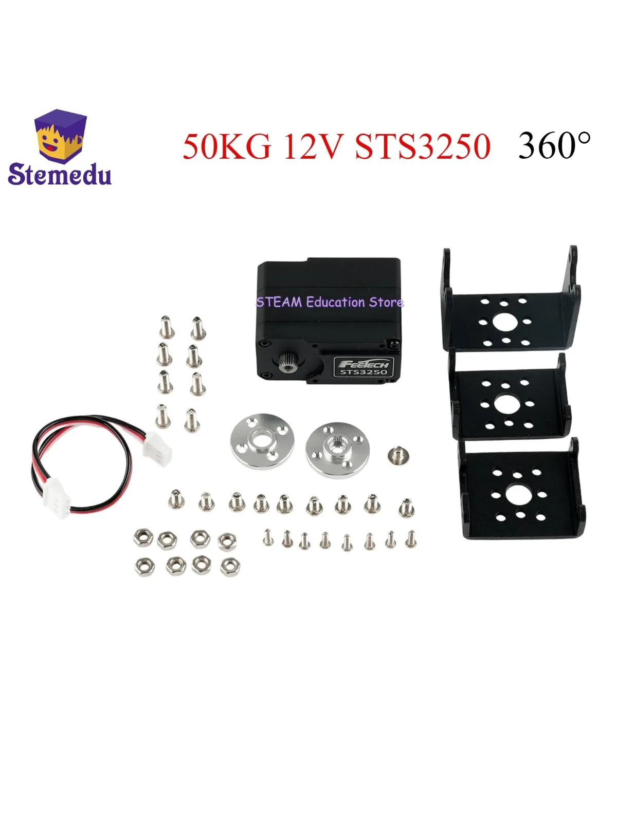 Feetech STS3250 12 V 50 kg magnetischer Encoder Doppelwelle TTL-Protokoll Servo 360 Grad Vollmetall-Feedback-Servos für Roboterarm