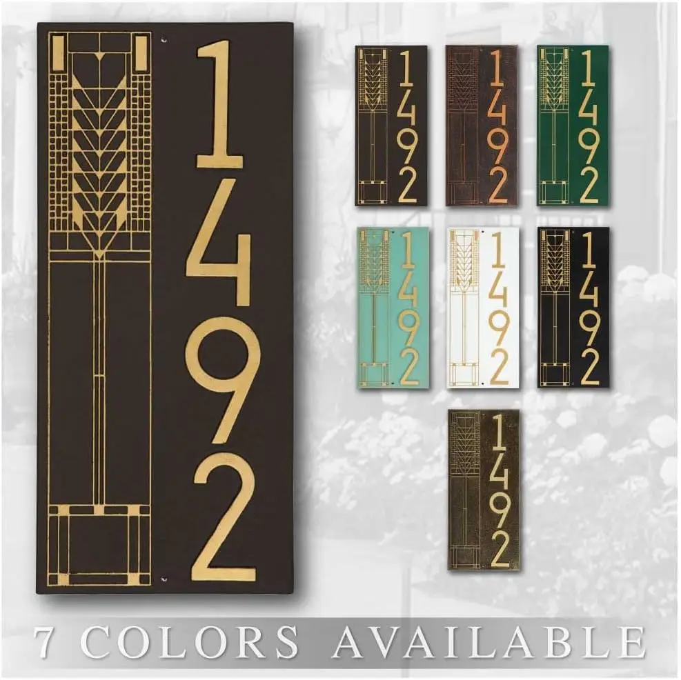 Vertical Tree Of Life Aluminum Address Plaque Custom House Numbers Outdoor Sign