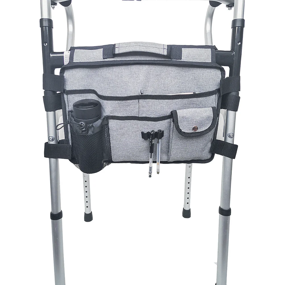 

Multi Pocket Walker Storage Bag Large Capacity Lightweight Organizer For Walking Aid Trolley With Mesh Pockets Durable Mobility