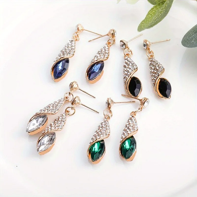 Fashion Necklace Earring Crystal Sets for Women Rhinestone Water Drop Earrings Necklace Suit Gift