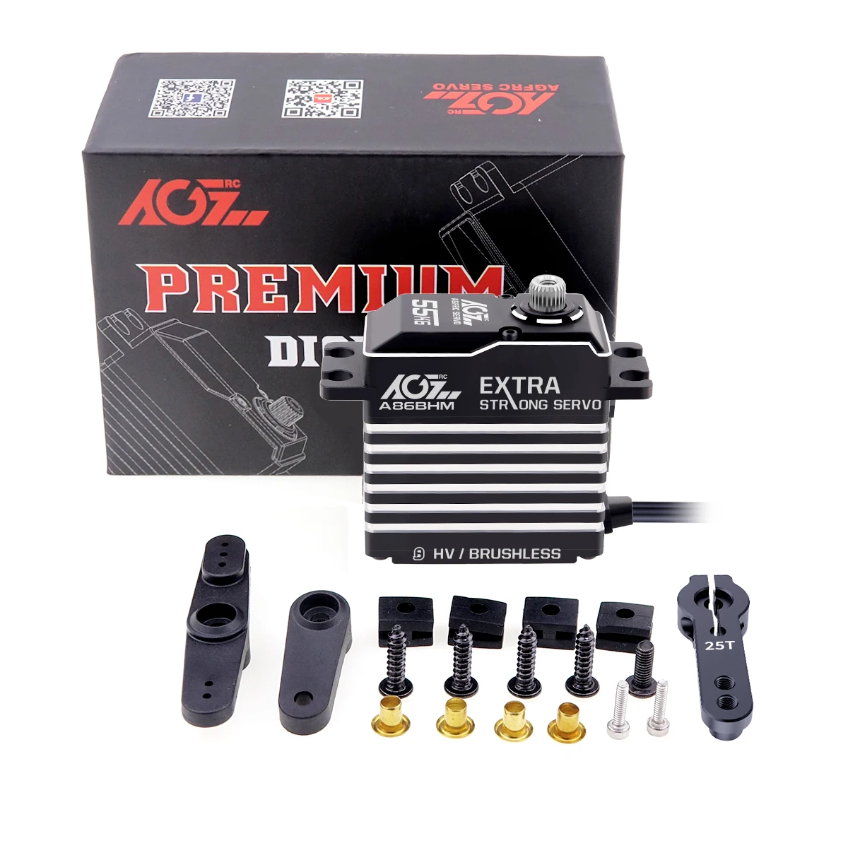 

AGFRC A86BHM 55KG Steel Gears Programmable Digital Brushless Standard Servo For 1/8 Scale On road, off road Truck Boat Airplane