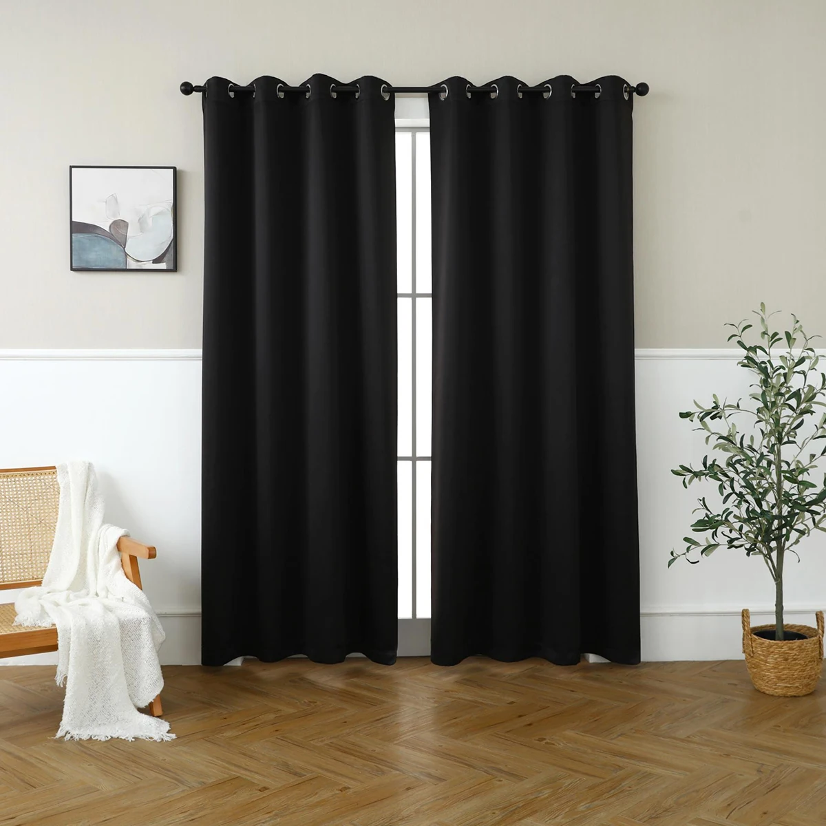 Blackout Curtains for Bedroom Room Darkening Curtains Drapes Soundproof Thermal Grommet Living Room Window Curtains 2 PCS Set