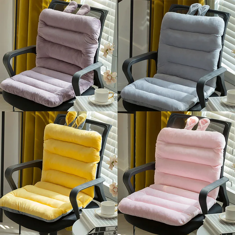 Thickened Seat Cushion Office Prolonged Sitting Cushion Integrated Backrest Student Seat Cartoon Plush Cushion Bolster Mat