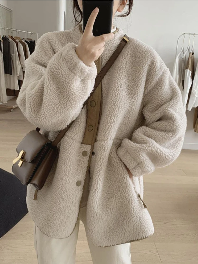 

Winter Clothes Women Jackets for Women Lambwool Coat Korean Fashion New In Loose OverSize Thick Parkas Long Sleeve Top Coats