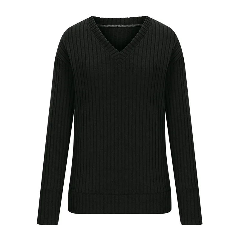 ABRT-Damen-Hemden mit V-Ausschnitt und langen Ärmeln, lässige Herbst-Tops, leichte Tunika-Pullover, modische Tops 2025,