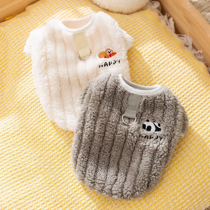 Grey Pet Sweatshirt Autumn and Winter New Dog Fleece Coat Comfortable Warm Puppy Pullover Sweatshirt Schnauzer Two Legs Vest