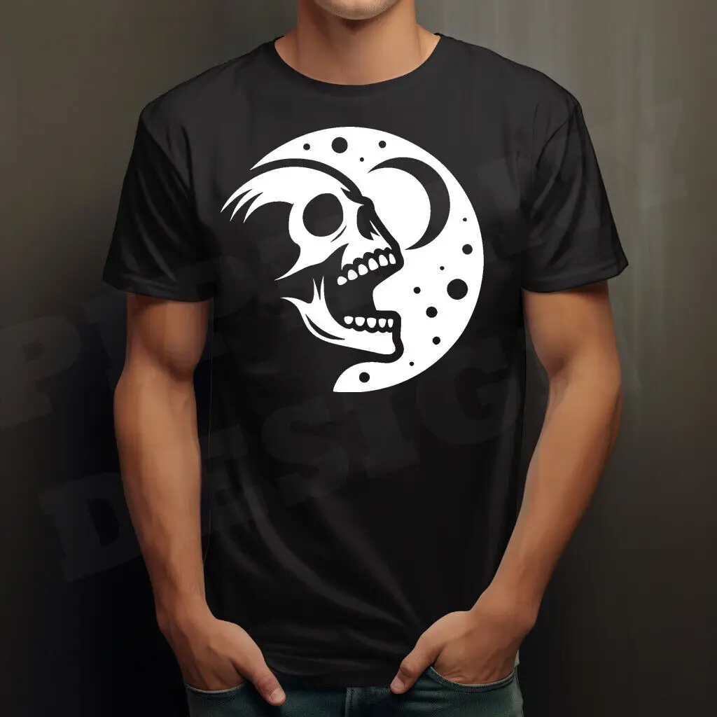 

Horror Men's T Shirt Skull Howling at the moon Skeleton Gothic Goth Cool looking