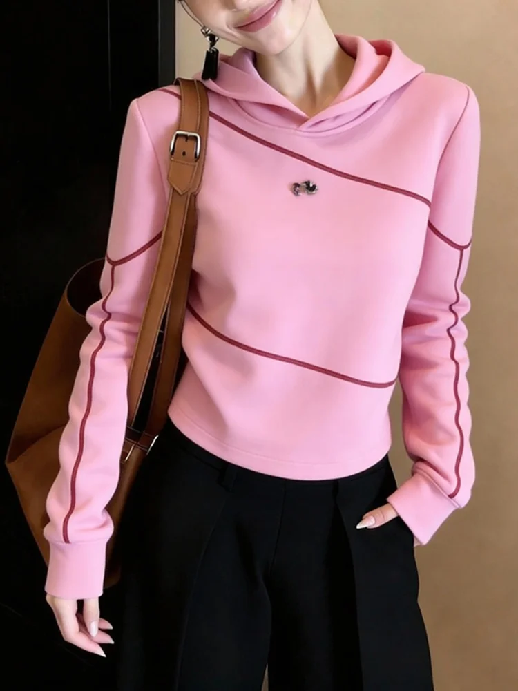 

Korean mat Sle Pink Hoodie Women's Casual Spring Commute Feeling Young Slimming Girl Sense Comfortable Loose Fit
