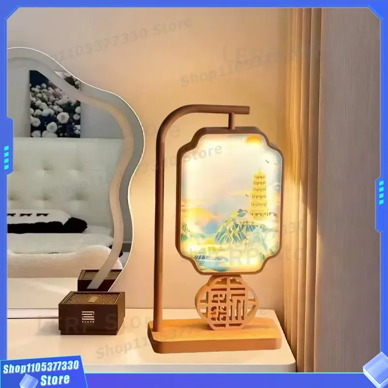3D Night Light Chinese Ancient Scenery Baby Feeding Lamp Eye Protection Soft Glow Nursery Decor Sleep Aid for Kids Room Baby