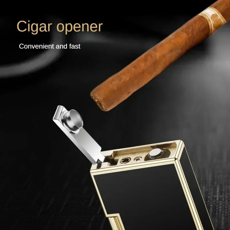 New Derui High-end Gas Lighter Creative Butane Gas Windproof Straight Metal Lighter Men\'s Fun Gift Toy Cigarette Lighter