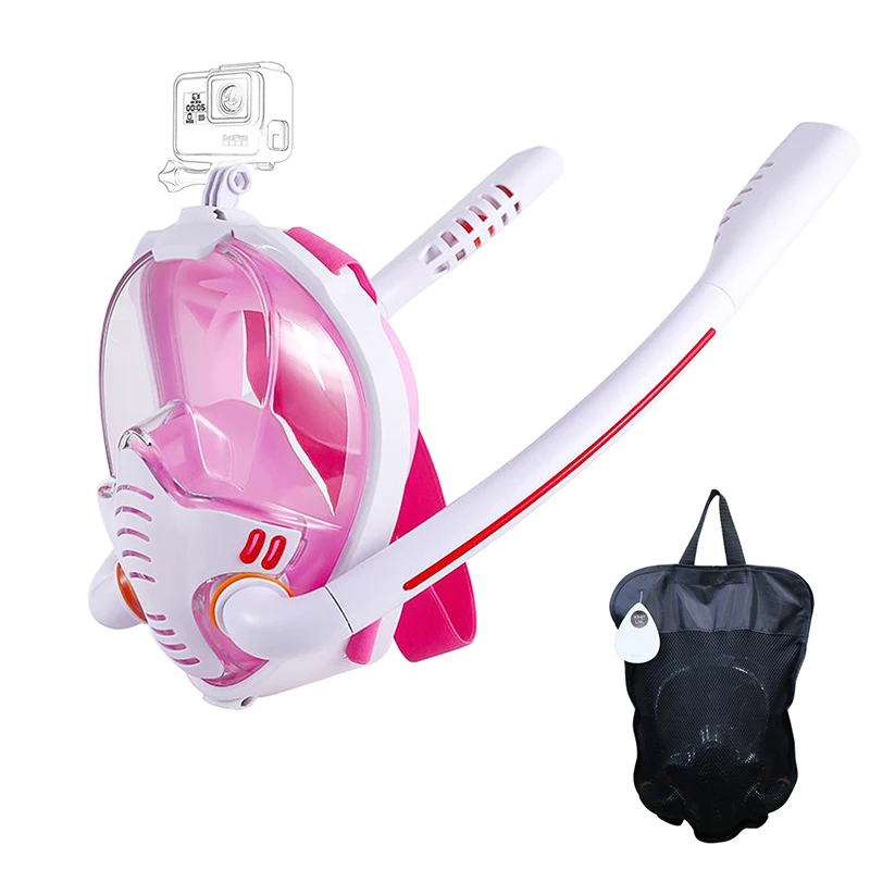 NONE Schnorchelmaske, Doppelschlauch, Silikon, voll trocken, Tauchmaske für Erwachsene, Schwimmmaske, Tauchbrille für den Innenbereich, eigenständiger Unterwasseratmung 6