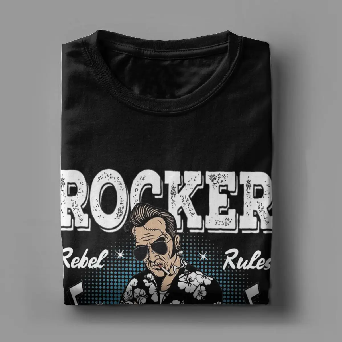 Vintage Men Rockabilly Style Vintage Rockers Retro Bikers Shirt Merch Rock and Roll Motor Pure Cotton Tops T-shirt Tee Shirt