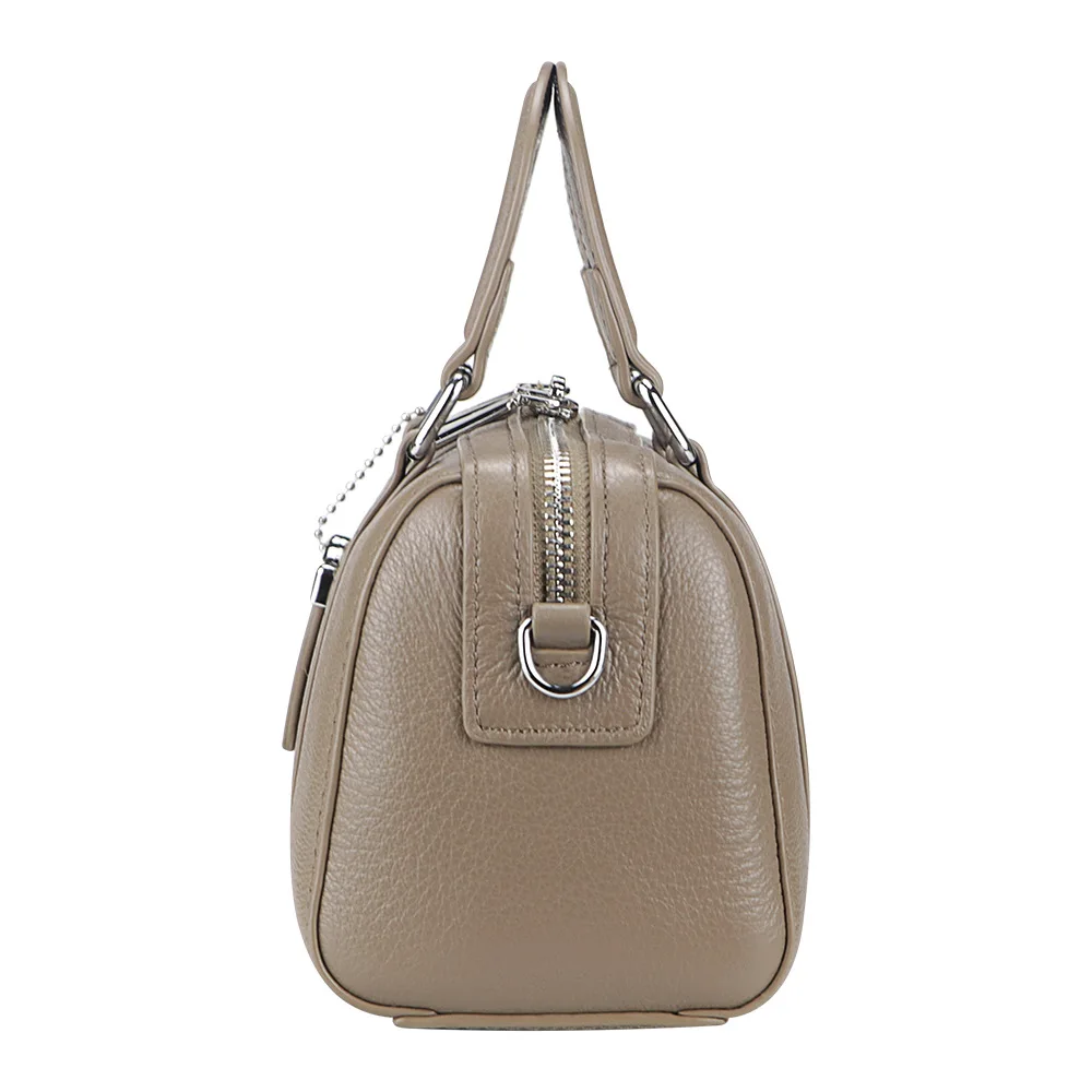 Royal Bagger Bolso retro para mujer, bolsos de hombro tipo bandolera de cuero genuino, bolso con asa superior con doble cremallera 3105