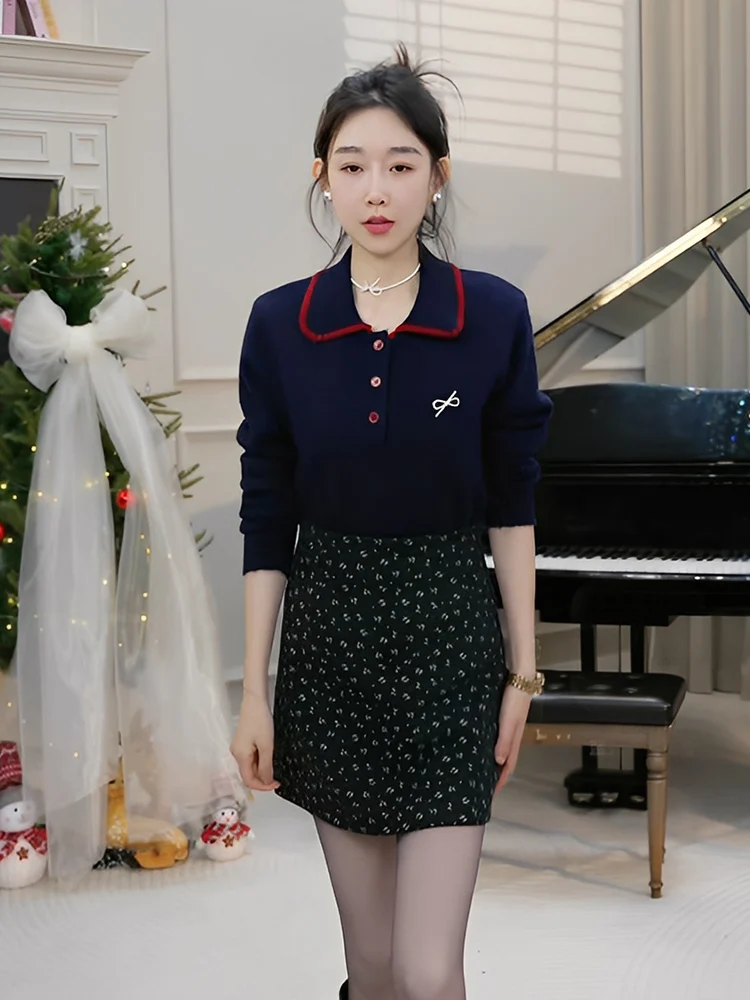 

OUDOEE Color Blo Вязаный свитер с воротником, женская верхняя одежда, базовый слой для ношения под одеждой, утепленный зимний свитер для повседневной носки