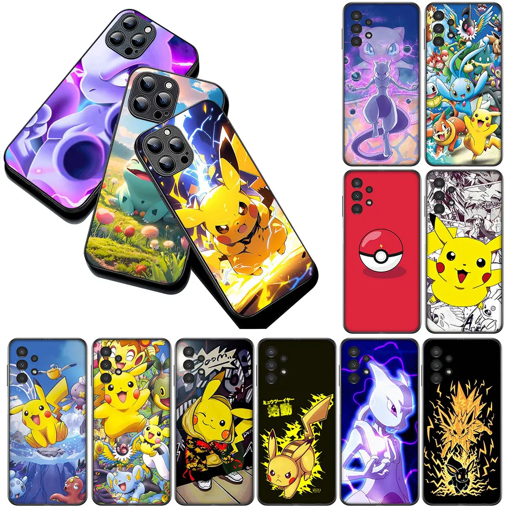 Mewtwo P-Pokemons Mew P-Pikachus غطاء جراب هاتف لسامسونج غالاكسي A26 A36 A05 A06 A25 A56 A35 A54 A53 A52 S21 S20 FE Coque