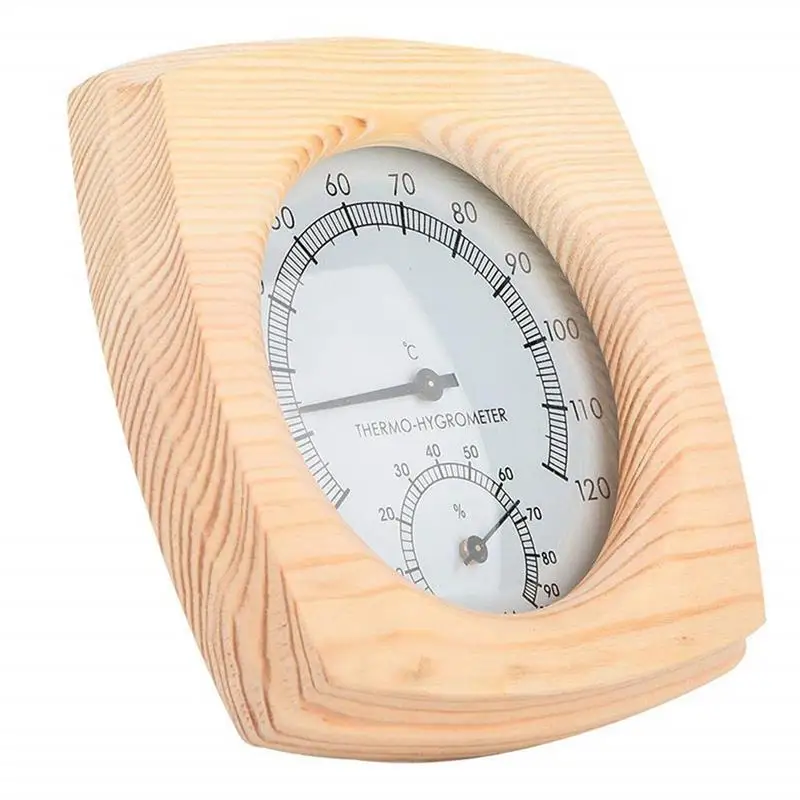 Original Wood Hemlock Sauna Thermometer Mechanical Sauna Room Accessories Indoor Humidity Temperature Measurement For Home