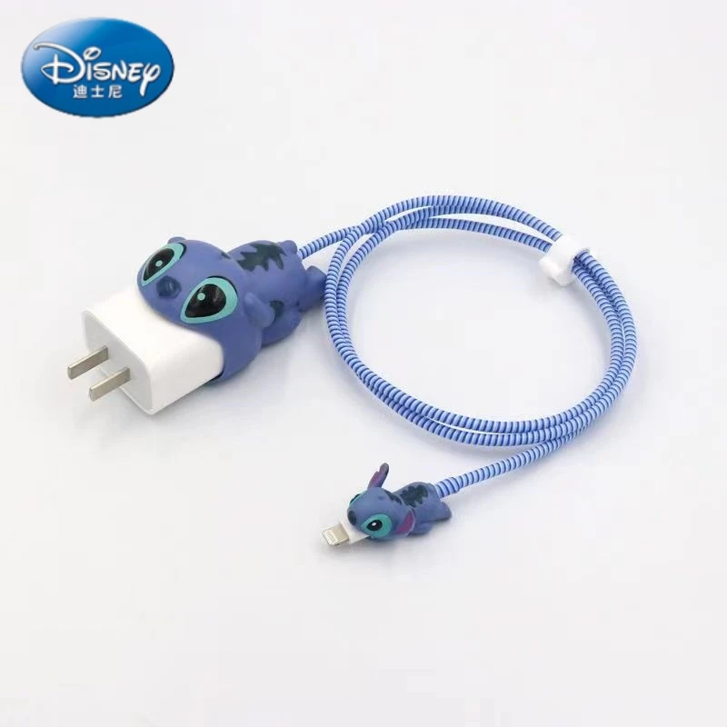 20W Stitch Anti-breaking Cartoon Apple Data Cable Protective Case Mobile Phone Charger Winding USB Cable Protector