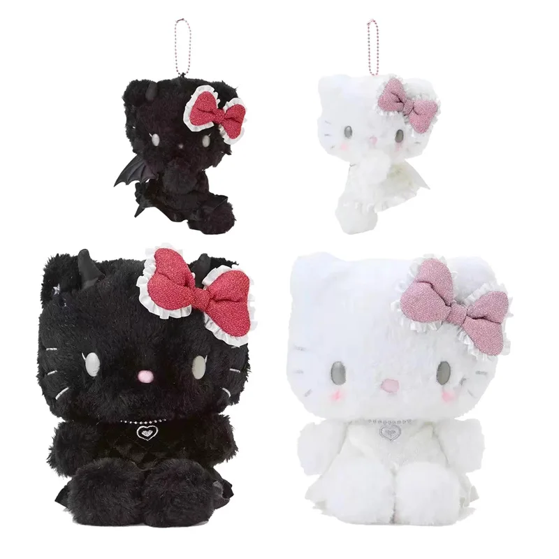 Niedliche Hello Kitty Engel-Teufel Gothic Y2K Schleifenflügel Plüschpuppe Taschenanhänger Weichhaar-Schmuck Mädchen Geburtstagsgeschenk