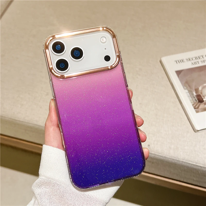 Luxuriöse Farbverlauf-Glitzerhülle für iPhone 17 Air 16 15 14 13 12 11 Pro Max Plus Mini Glänzende Transparente Weiche Vollabdeckung