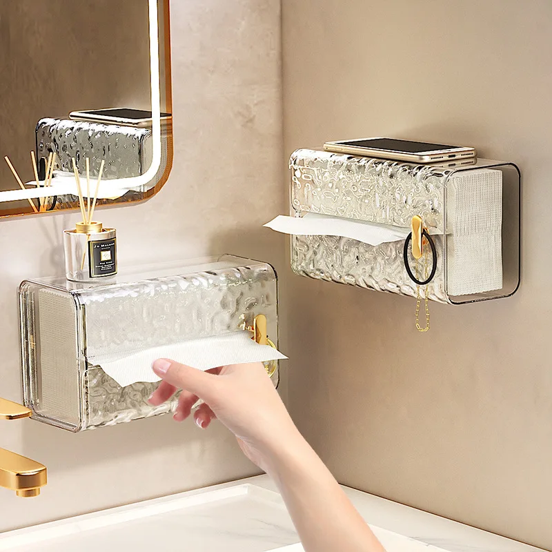 Glacial Tissue Box Wall-mounted Paper Box Household Kitchen Napkin Box Light Luxury Face Towel Storage Box