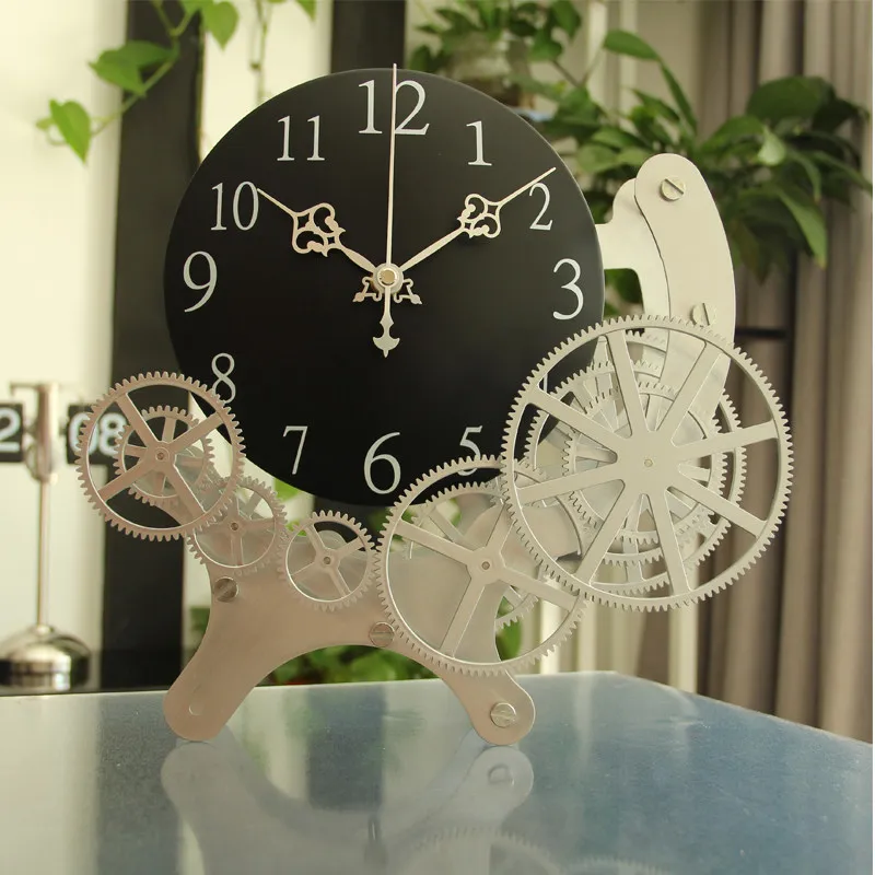 Gear wall clock Bedroom Living room Mechanical time-sensitive pendulum table clock