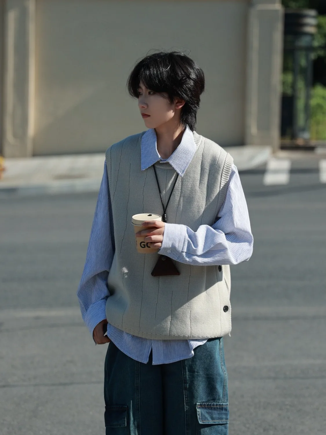 

Simple Casual American Sle Men's Sweater Vest Svel Autumn Winter New Arrival Loose Fit Youth Trend Polyester Fiber