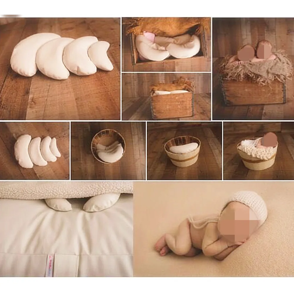 

3Pcs Newborn Baby Posing Pillow Moon C-Shaped Photo Prop Supportive Soft Bedding for Infants Lightweight Ventilated Safe for All