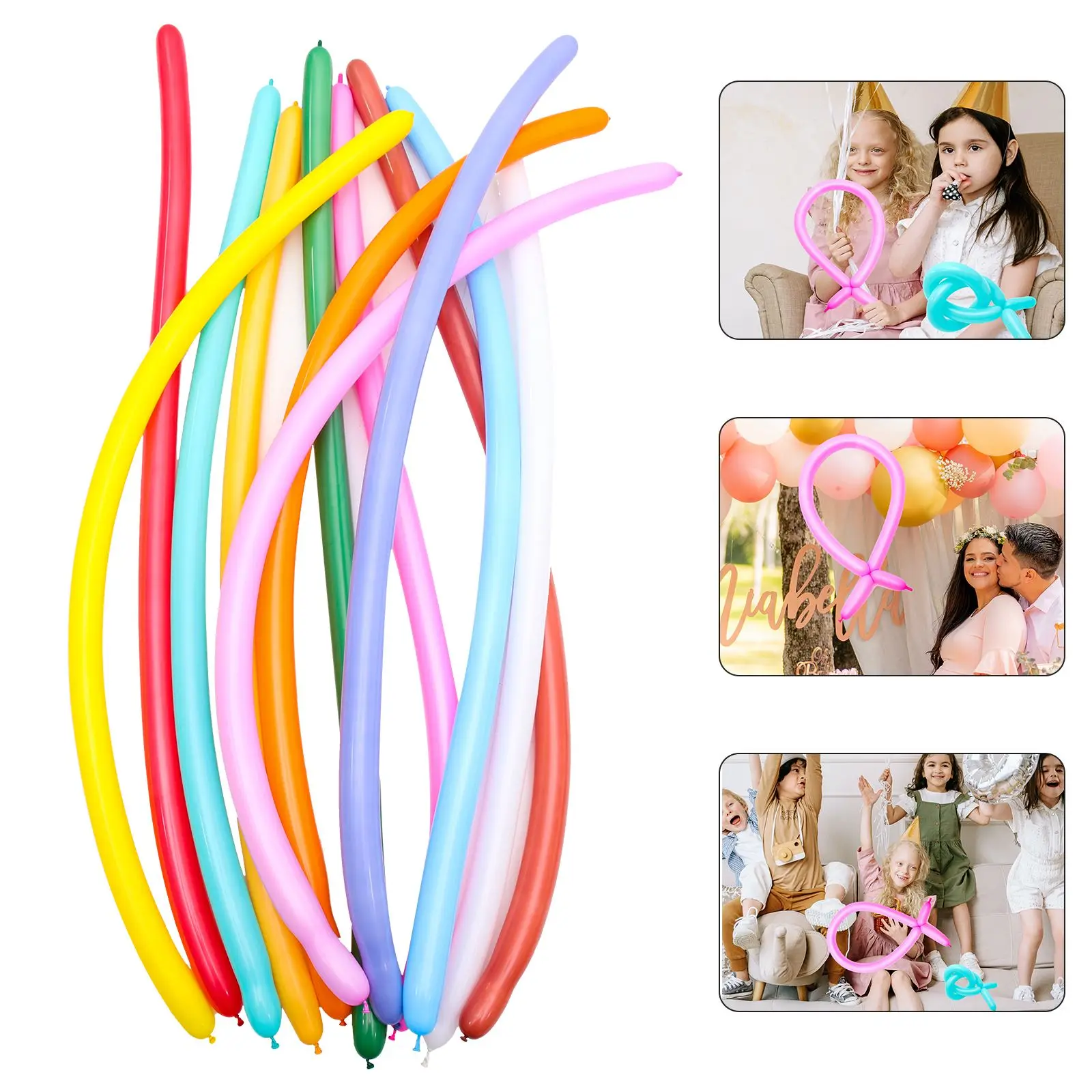 100 Pcs Long Balloon Anniversary Balloons Decor 360 White Wedding Ceremony Decorations Party Decorative for Prop Strip