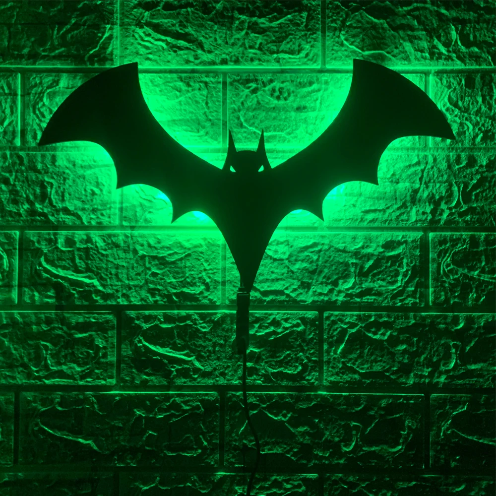 ZK50 New Cool Bat Light LED Wall Light Background Wall Night Light USB Remote Control 16 Color Lighting Christmas Gift