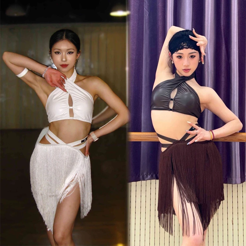 النساء تشاتشا اللاتينية الرقص المنافسة الدعاوى مثير الرسن اللاتينية الأعلى مهدب تنورة الكبار السالسا السامبا اللاتينية ملابس رقص SL13569
