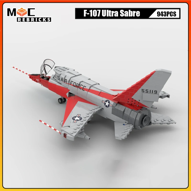 WW2 Aereo Militare MOC Building Block Aereo F-107 Ultra Sabre Fighter Kit di Montaggio FAI DA TE Tecnologia Mattoni Bomber Modello Giocattolo Del Capretto