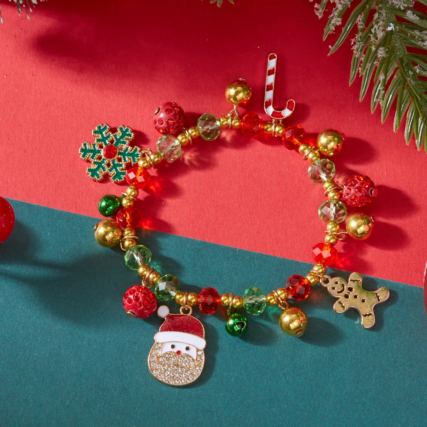 Weihnachten Kristall Perlen Armband Weihnachtsmann Schneeflocke Lebkuchen Schneemann Süßigkeiten Armbänder Armreifen Urlaub Party Schmuck Geschenk