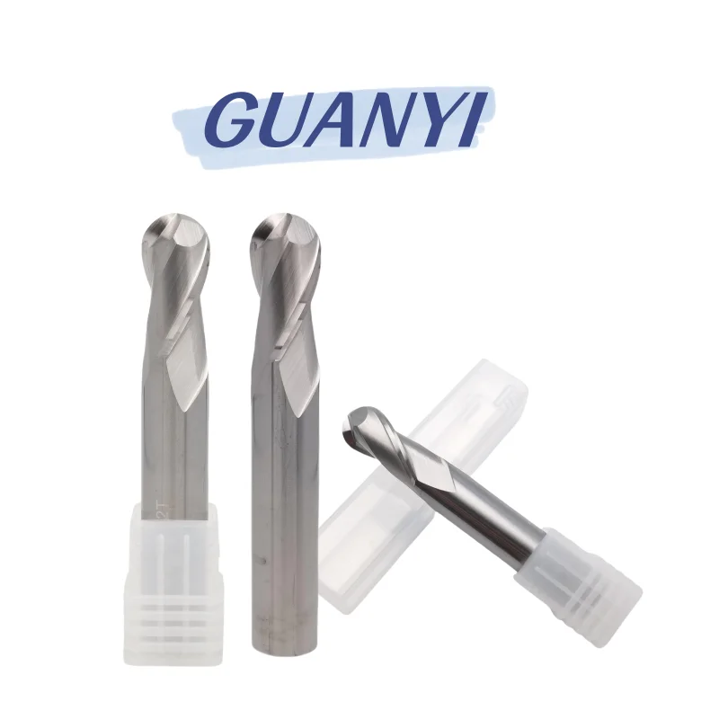 Tungsten Steel Carbide 2F Ball End Milling Cutter CNC Mechanical Machining End Mill High Precision Aluminum Milling Tools