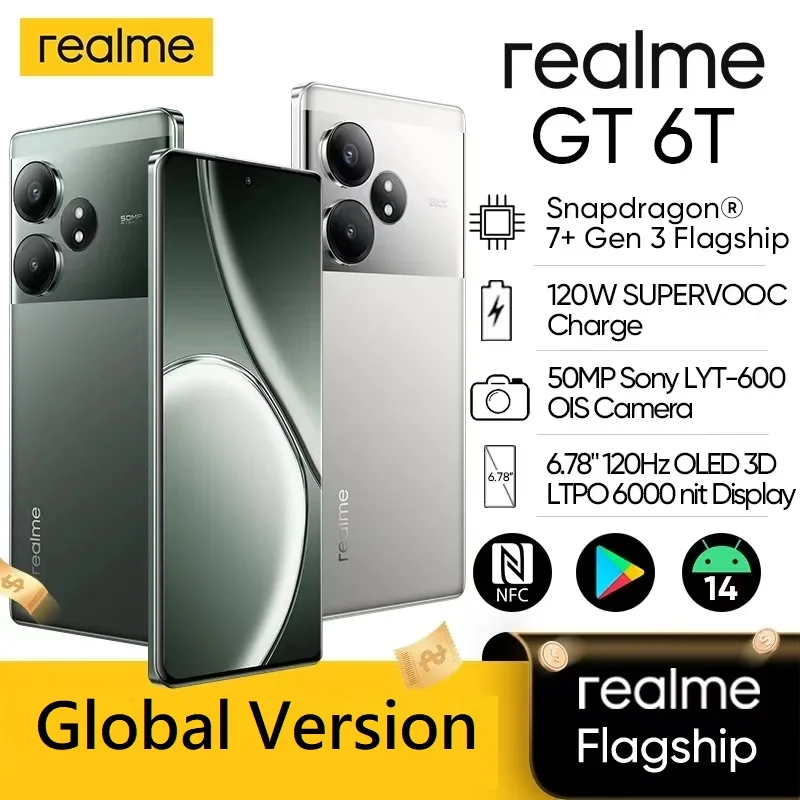 [World Premiere] realme  GT 6T Smartphones Snapdragon 7+ Gen 3 Processor 6.78\