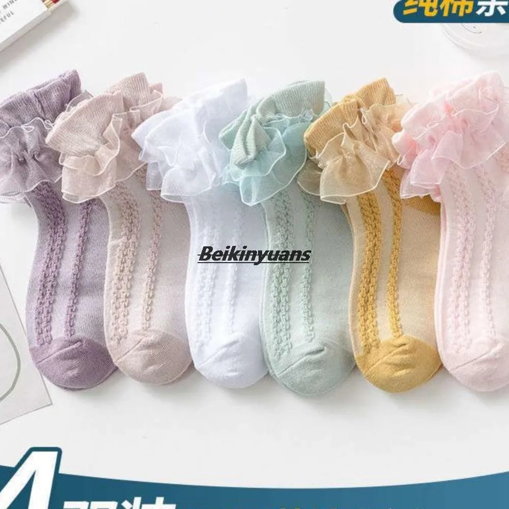 

Girls lace sokken contain cotton socks summer thin section children jump dance sock Toddler princess baby socks