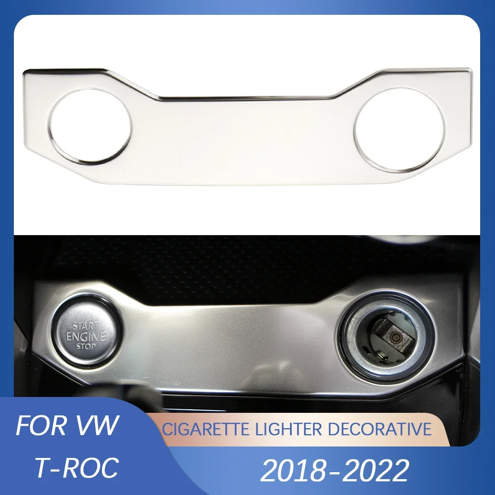 Stainless Steel for Volkswagen VW T-Roc TROC 2018-2022 Cigar Lighter Front Car Switch USB Power Charge Cover Trim Panel Frame