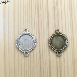 JUYA 10pcs/lot Fit 14mm Round Cameo Cabochon Setting Alloy Connector for Pendant Bracelet Jewelry Making Supplies AD0112