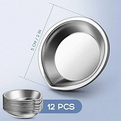 JOYSTAR 12pcs Stainless Steel Small Round Paint Tray Paint Mixing Palette Tray，Suitable for Mixing of Various pigments