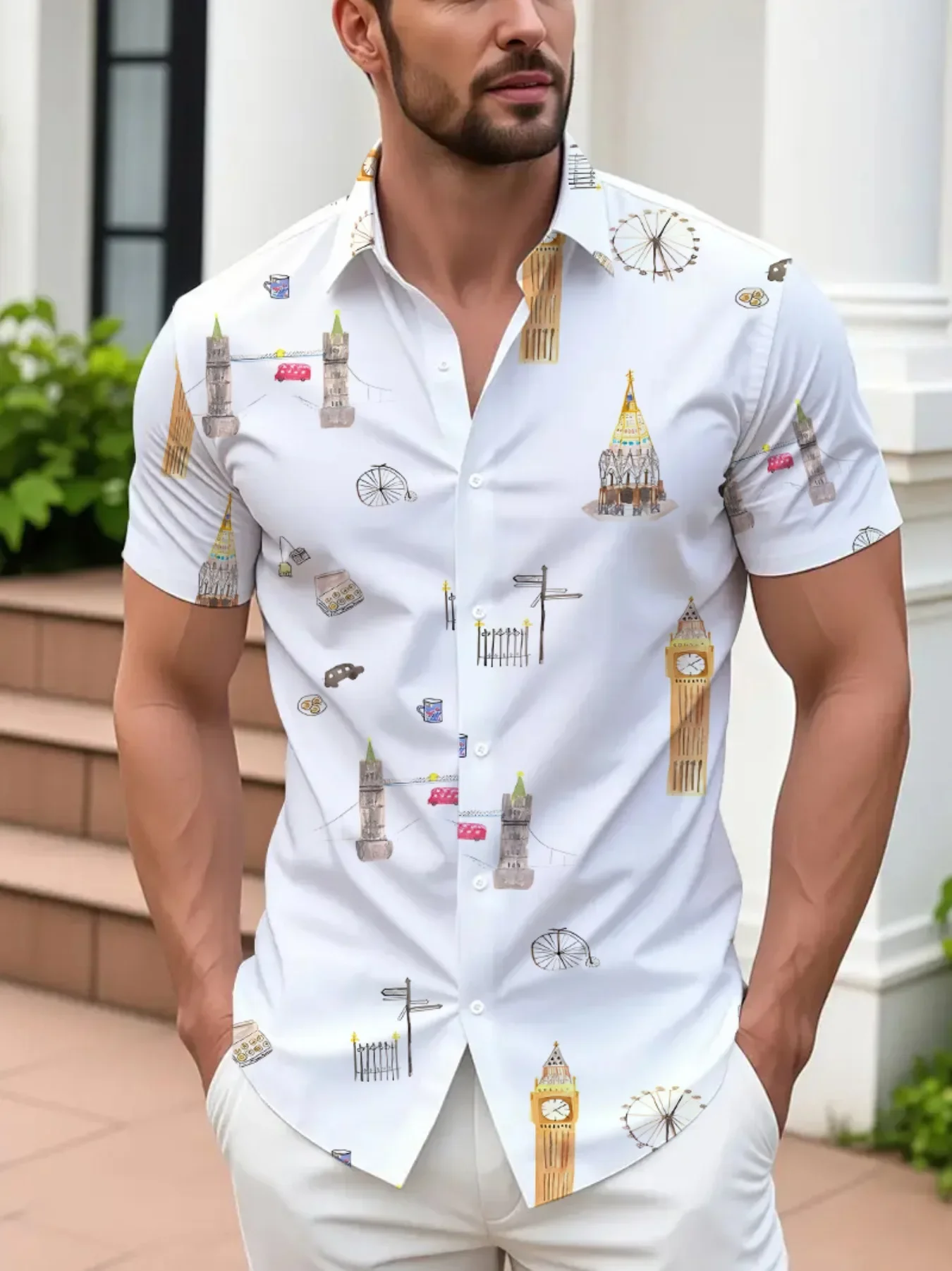 Summer Men's Floral Print ShirtMan Women Short Sleeve Hawaiian Casual Fashion Lightweight Tops