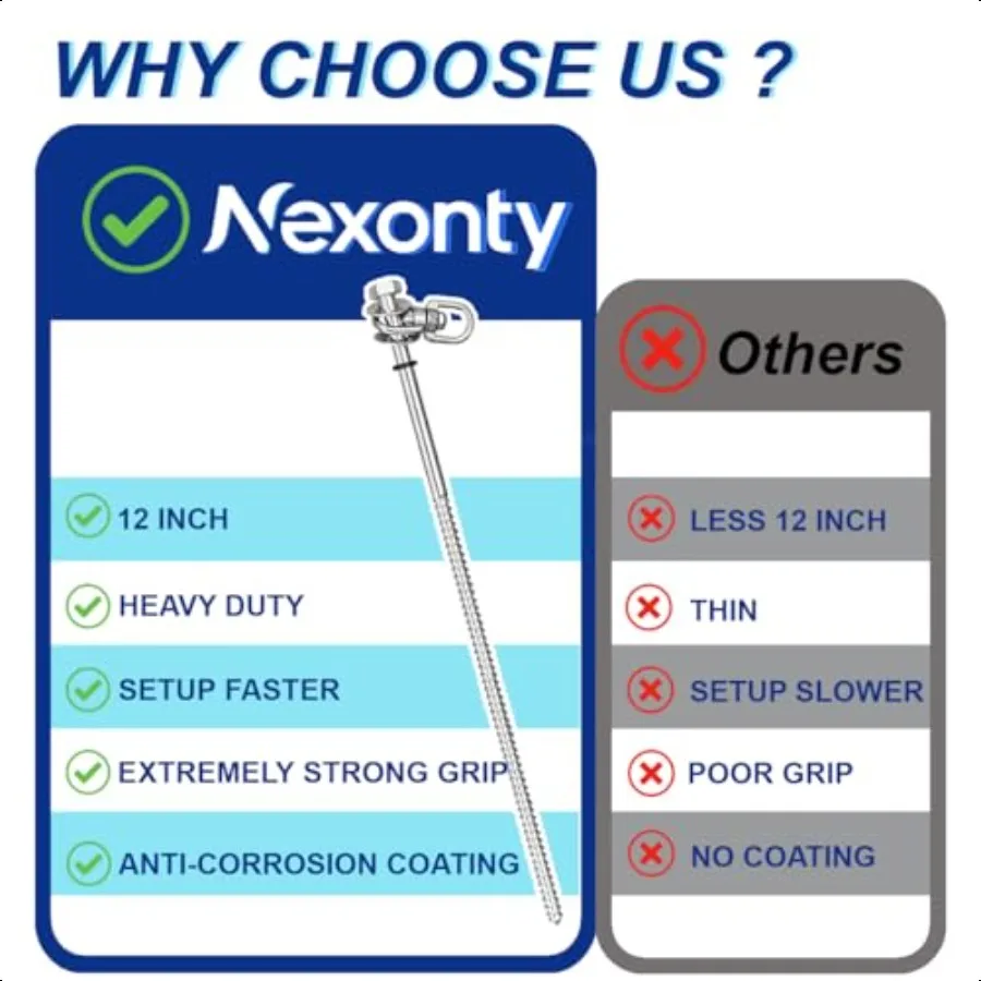 12-дюймовые стальные винты для палатки, 8 шт. Колья для палатки, сверхмощные грунтовые анкеры, винт в комплекте анкеров для батута, качели, анкеры