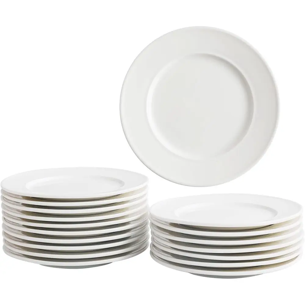 

6 Inch Ceramic Dessert Plates Set of 18, Small Salad Plates, Porcelain Round Shaped Dinner Plates, Appetizer Plates for Cake Waf