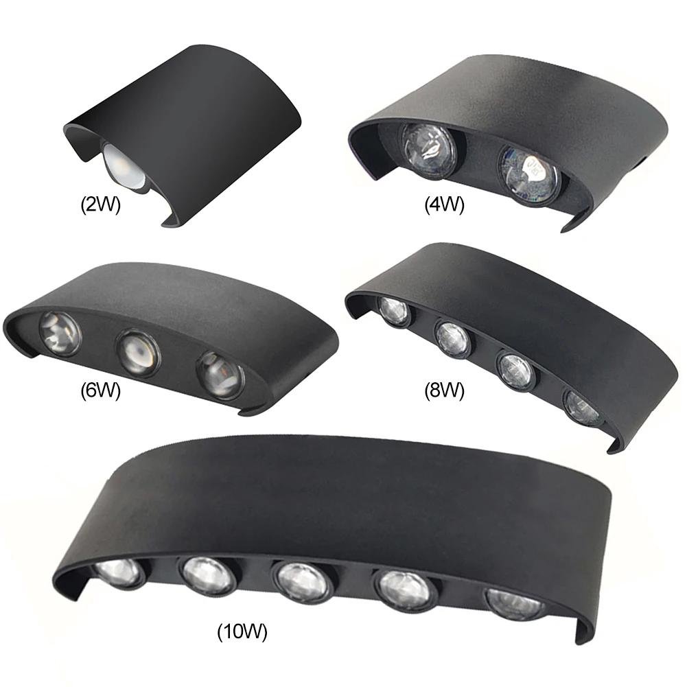 2W 4W 6W 8W 10W Outdoor Wall Sconces Lamp IP65 Waterproof Black Porch Light Up Down Light Beam Sconce Balcony Terrace Decoration