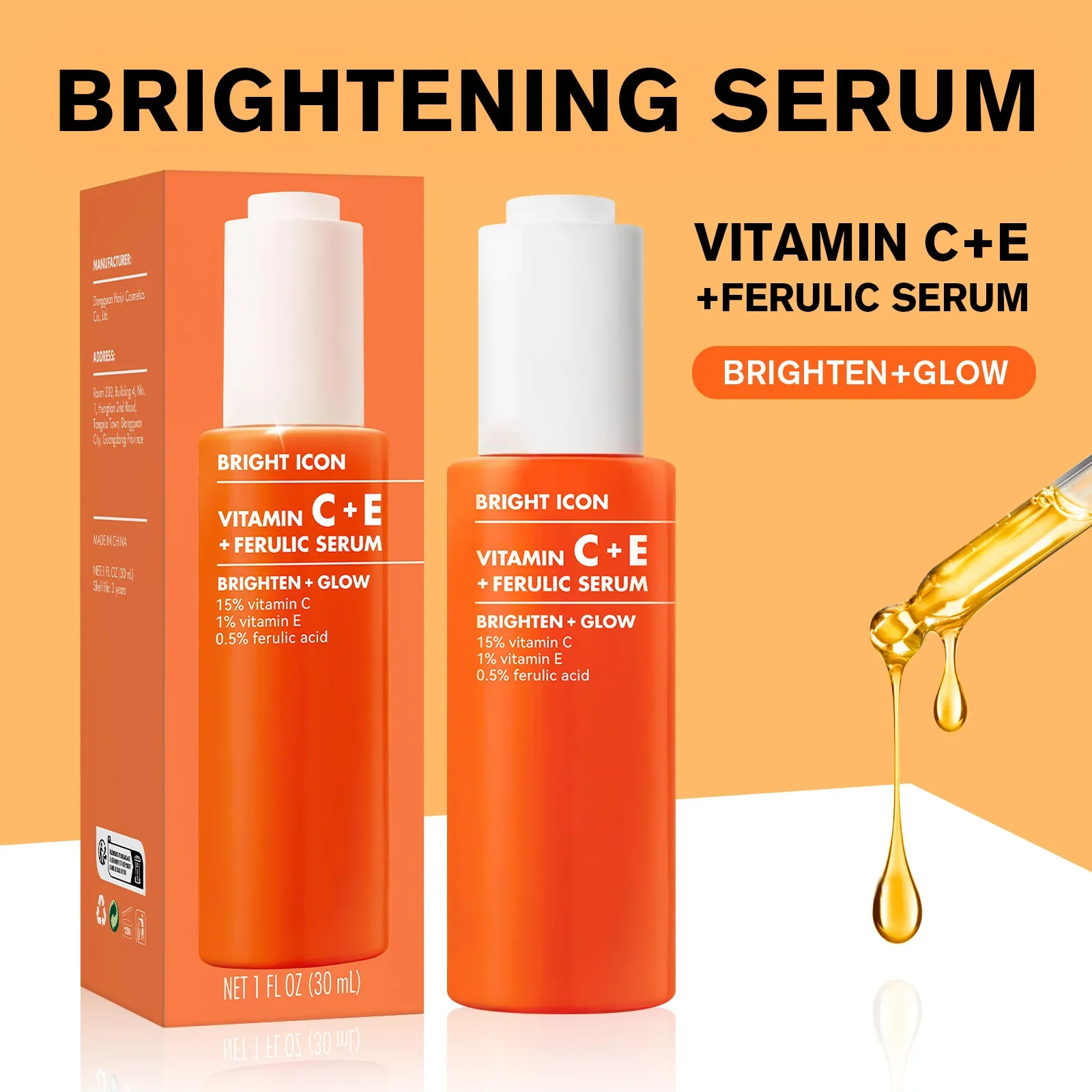 Soro de vitamina c + e para bolsa de olhos, círculo escuro, hidrata, aumenta o colágeno, anti-envelhecimento, firmeza, clareamento, toner antioxidante