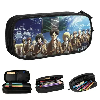 Titan kalem durumlarda Anime AOT kalem kutusu çanta saldırı öğrenci büyük kapasiteli öğrenciler okul kozmetik Pencilcases