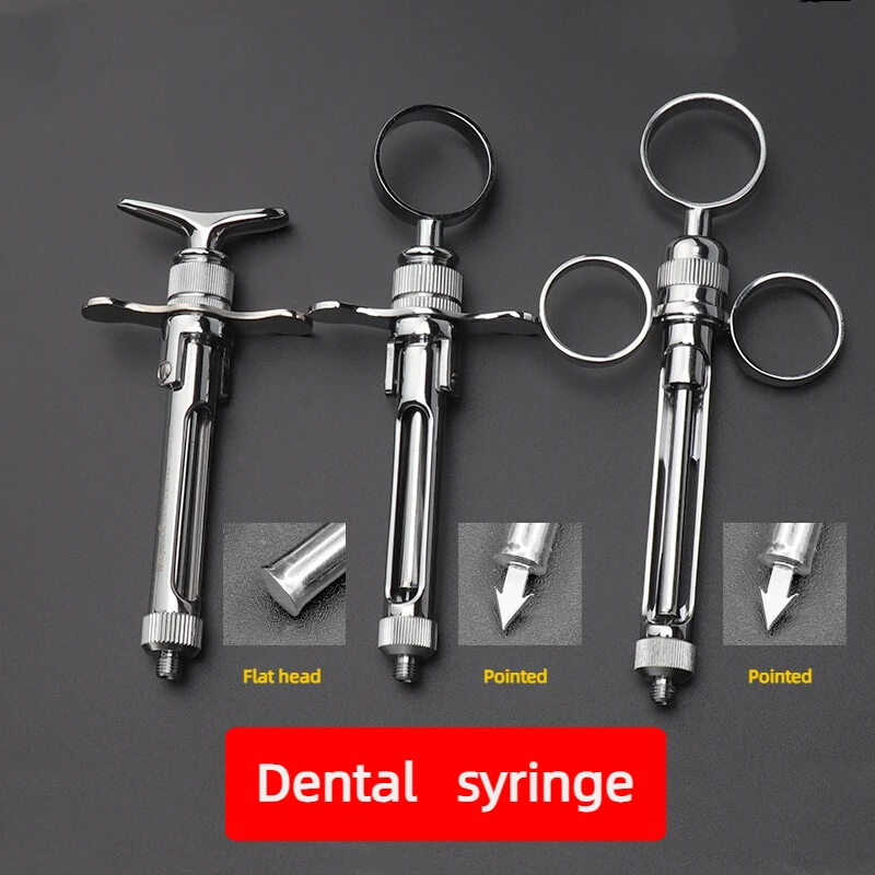 Dental Surgery Anesthesia Syringe Stainless Steel Aspirating Gun Syringe Dentist Surgical Injection Suction Instrument