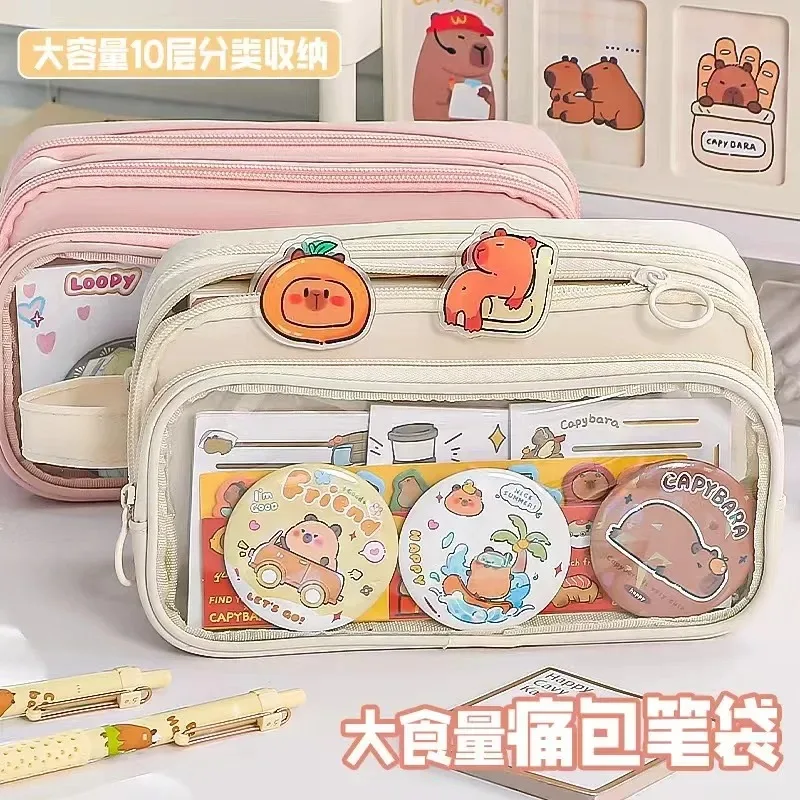 7 Styles Ita Bag Cartoon Stationery Pencil Case PVC Transparent Protective Sleeve Badge Anime Tian Guan Ci Fu Xie Lian Hua Chen