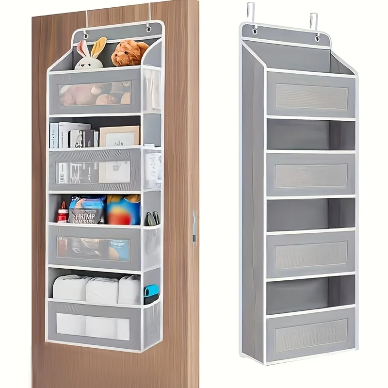 Over-The-Door Storage Organizer, 4-Tier Fabric Organizer with Large Pockets - Ideal for Bedroom, Bathroom, And Closet Storage.